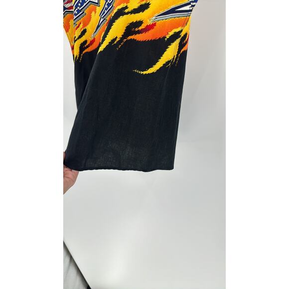 Panhandle Slim Black button up patriotic Star Flames sleeveless top size M - Picture 6 of 8